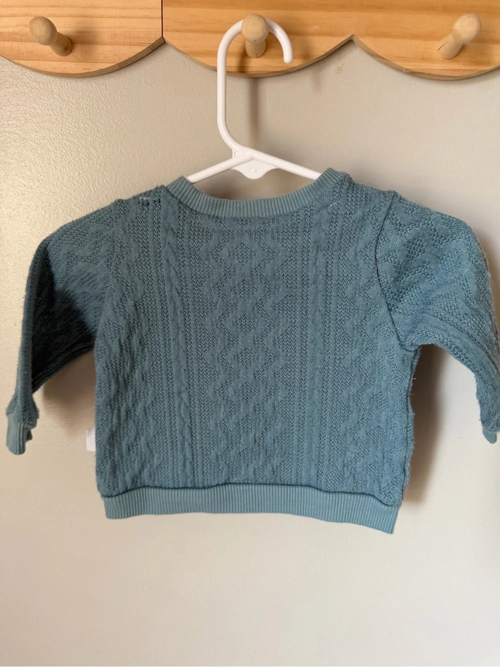 Tahari Baby Girls 0-3M Blue 2pc Cable Knit Sweater & Pants Set Buttons